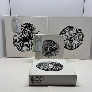 Wall Art Black & White BC Tree rings on Canvas. Set of 4